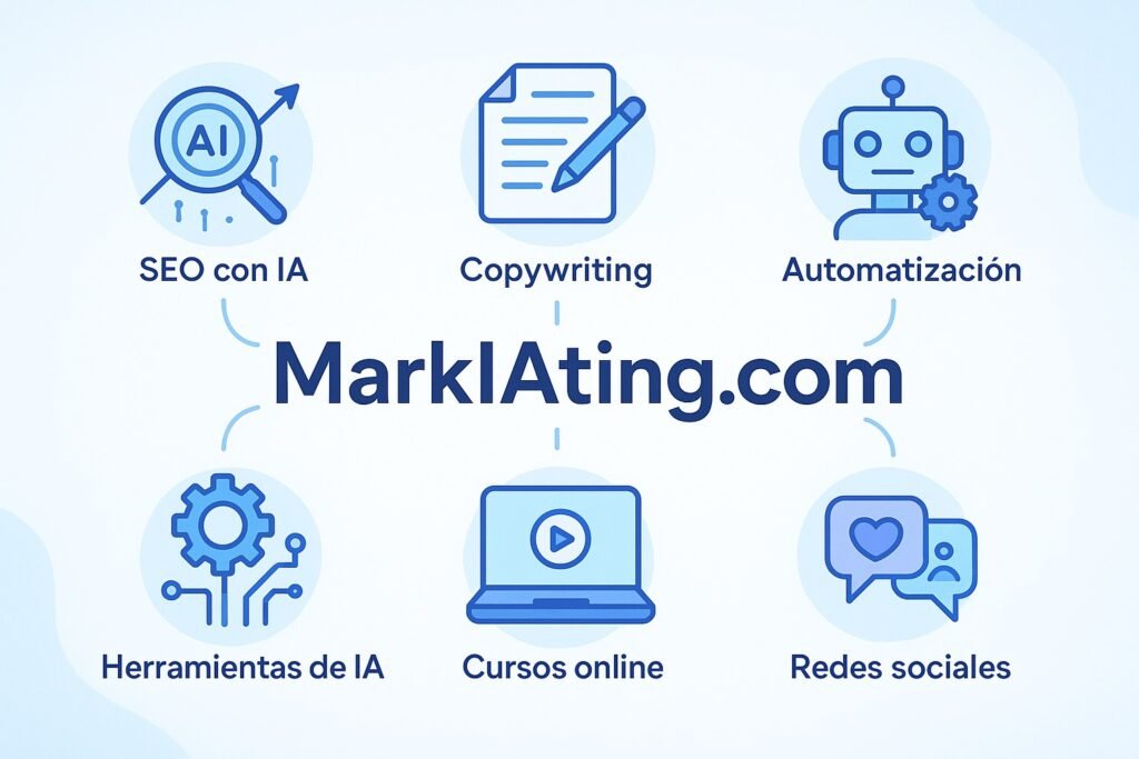 Secciones de MarkIAting.com sobre marketing digital con IA